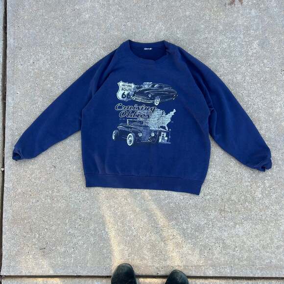 Vintage Classic Cars Sweatshirt Mens Red 90S Y2K American Classics Sweater - Picture 2 of 9